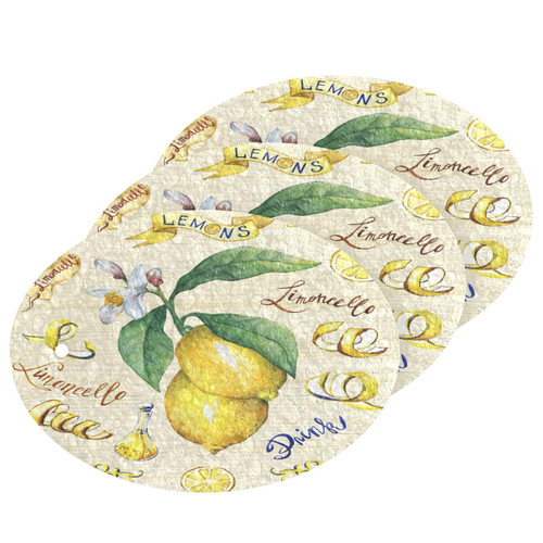 Citrus Fruit Lemon Branches Scrub Sponge Leaves Flowers Kitchen Washing Dishes Cleaning Sponges Non Scratch 3 Sponge for Dish Countertops Sinks Floors Showers Tile Sinks