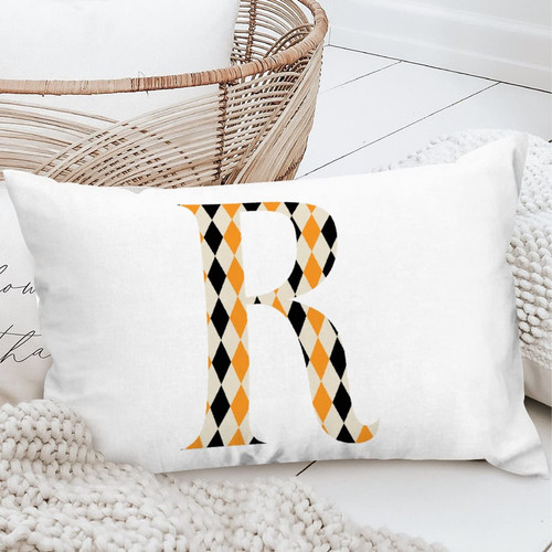 Yinrune Personalized Polyester Pillow Covers Black Yellow Argyle R Retro Waist Lumbar Pillow Cover Holiday Anniversary Wedding Gift for Sofa Couch Chair Bedroom Decor 20x36in