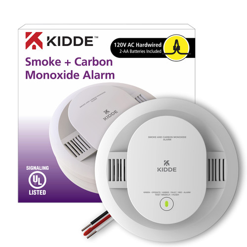 Kidde Hardwired Smoke & Carbon Monoxide Detector, AA Battery Backup, Interconnectable, LED Warning Light Indicators