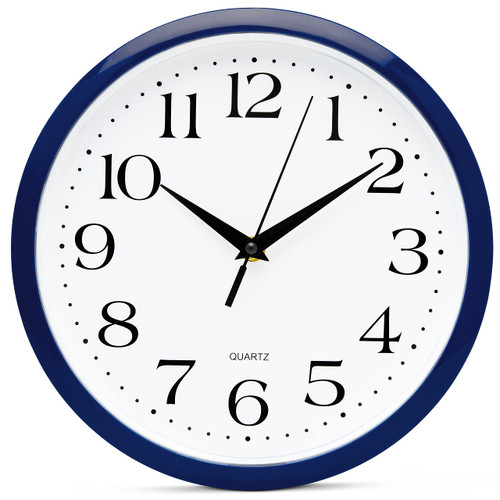 Bernhard Products Navy Wall Clock Silent Non Ticking - 10 Inch Quality Quartz Battery Operated Round Easy to Read Home/Kitchen/Office/Classroom/School Clock Bernhard Products Navy Wall Clock Silent Non Ticking - 10 Inch Quality Quartz Battery Operated Round Easy to Read Home/Kitchen/Office/Classroom/School Clock