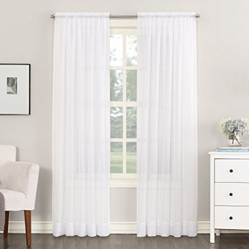 No. 918 Emily Sheer Voile Rod Pocket Curtain Panel, 59" x 54", White