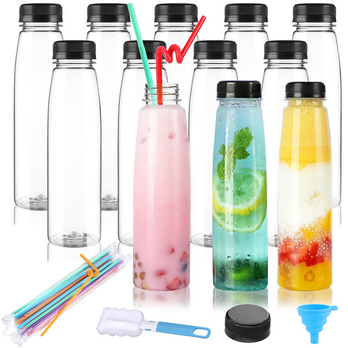 LOVLLE 10 Oz Plastic Bottles with Caps 12Pcs Juice Bottles Clear Reusable Containers Black Lid Plastic Smoothie Bottles Ideal for Juice Milk Homemade Beverages LOVLLE 10 Oz Plastic Bottles with Caps 12Pcs Juice Bottles Clear Reusable Containers Black Lid Plastic Smoothie Bottles Ideal for Juice Milk Homemade Beverages