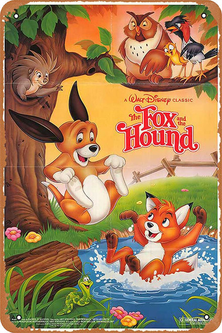 Muzuputs Fox and The Hound Retro Vintage Metal Tin Sign 8x12 inch Home Decor Art, 8inchx12inch