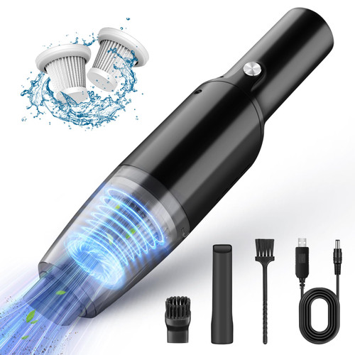 Portable Handheld Vacuum Cordless 120 W 10000Pa Cordless Mini Handheld Car Vacuum Cleaner with Rotatable Handle Rechargeable 2-in-1 Wet&Dry Wireless Small Vacuum Cleaner for Car Home and Office