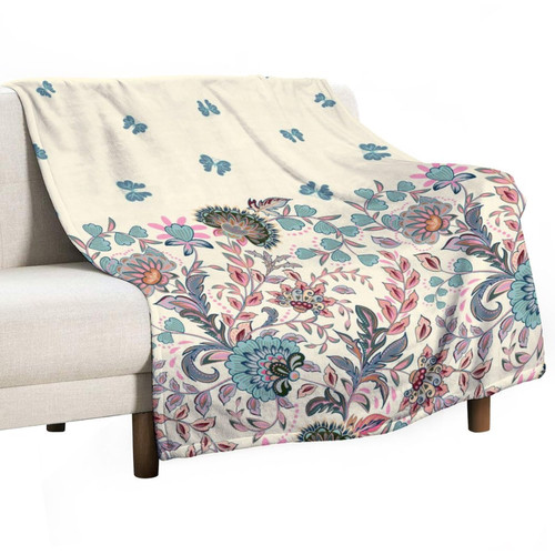 Lurnise Blankets Flowers and Butterfly Flannel Blanket Cozy Bedding Throw Blankets for Sofa Couch Chair Office 30"x40"