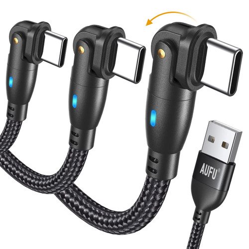 AUFU USB Type C Cable 6ft [3-Pack], USB A to USB C Charger Cable 3.1A Fast Charging Type C Cable 180 Degree, Nylon Braided USB C Quick Charge Power Cord,Type C Charging Cable for USB C, Type C Device