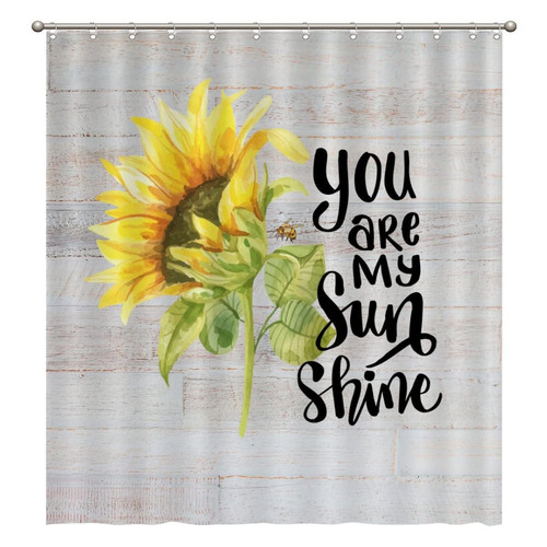 UTF4C Retro Sunflower Shower Curtain Liner, Sunflower Polyester Bath Curtain Durable 71" x 79", Home Bathroom Bathtub Decor, Set with Hooks