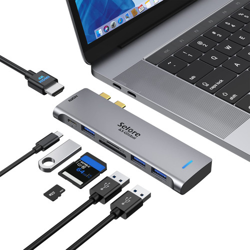 USB C Hub for MacBook Pro Adapter, MacBook Pro USB Adapter HDMI MacBook Pro with 4K HDMI, 100W PD 40Gbps Thunderbolt 3, 3 USB 3.0 Ports, SD/TF Card Reader, Multiport Dongle for MacBook Pro Air USB C Hub for MacBook Pro Adapter, MacBook Pro USB Adapter HDMI MacBook Pro with 4K HDMI, 100W PD 40Gbps Thunderbolt 3, 3 USB 3.0 Ports, SD/TF Card Reader, Multiport Dongle for MacBook Pro Air
