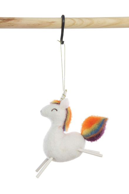 Creative Co-Op Wool Felt Unicorn Ornament, Multicolor