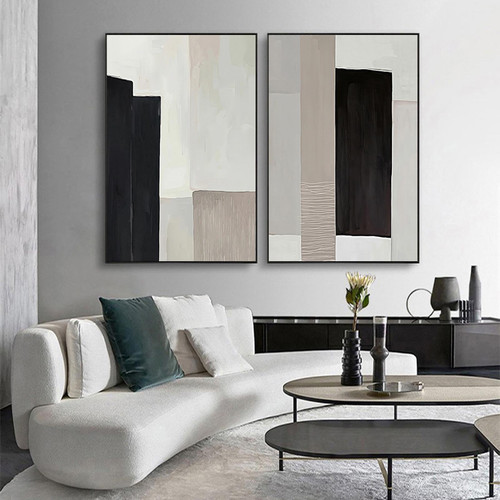 BIVVI Abstract blue black and beige canvas painting poster print contemporary wall art picture for living room wall decoration Cuadro 30x50cm2pcs Frameless