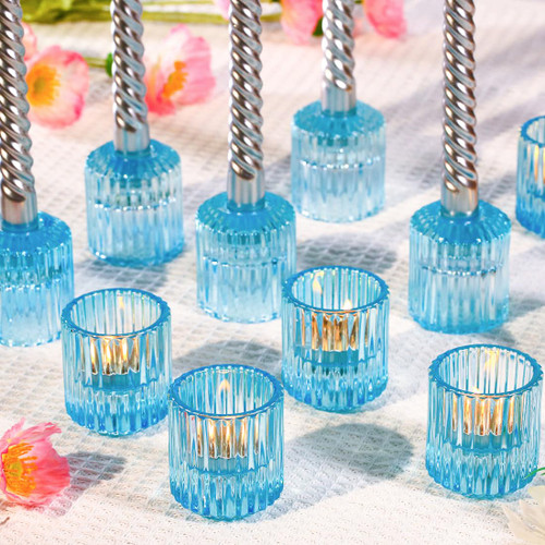 6pcs Candlestick Holders, Blue Glass Taper Candle Holders Candle Holders for Taper Candles, Pillar Candle, Tealight, Votive Candle Holders for Centerpiece Table Decorations 6pcs Candlestick Holders, Blue Glass Taper Candle Holders Candle Holders for Taper Candles, Pillar Candle, Tealight, Votive Candle Holders for Centerpiece Table Decorations