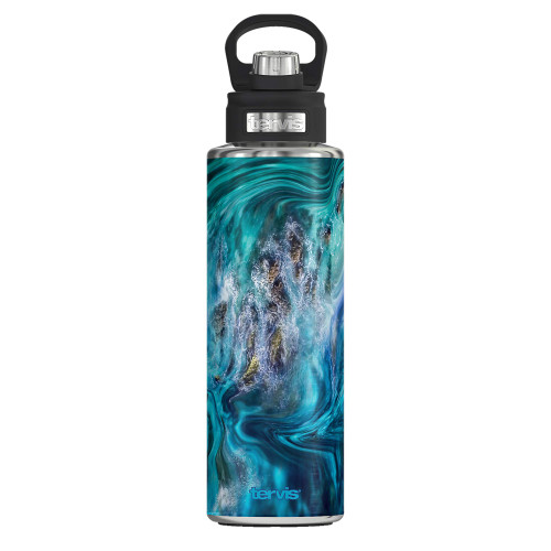 Tervis Teal Splash Triple Walled Insulated Tumbler Travel Cup Keeps Drinks Cold, 40oz Wide Mouth Bottle, Stainless Steel