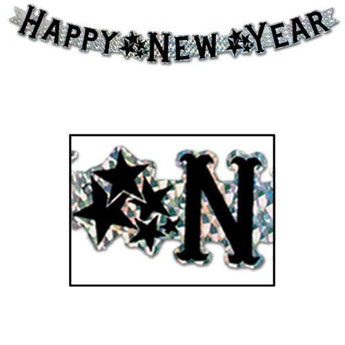 Prismatic Happy New Year Streamer (silver) Party Accessory  (1 count) (1/Pkg)