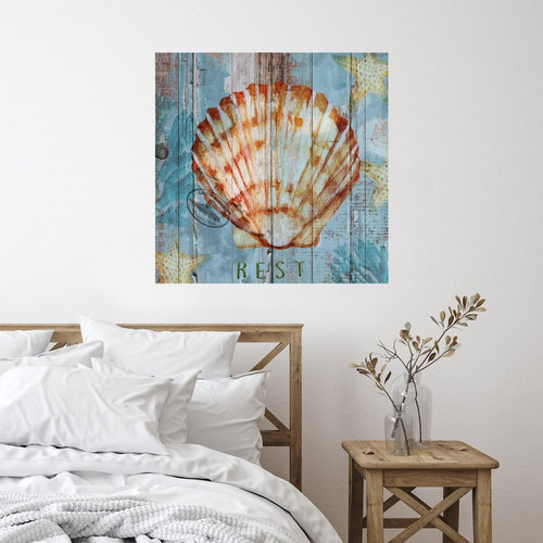 Vinyl Wall Quotes Stickers Nautical Beach Ocean Theme Underwater Shells Modern Wall Decals Home Decor Watercolor Marine' Life Tropical Wall Sticker for Floor Window Bike Suitcase Doors 22in
