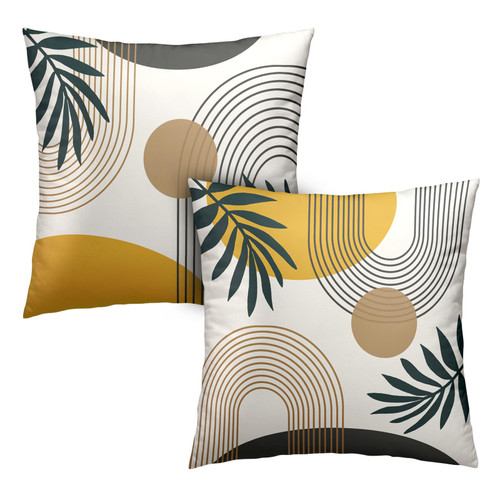 Kwlegh Abstract Boho Pillow Covers 18x18 Set of 2 Mid Century Modern Pillow Covers Minimalist Geometric Green Leaves Throw Pillow Covers Home Decor for Sofa Bed Couch