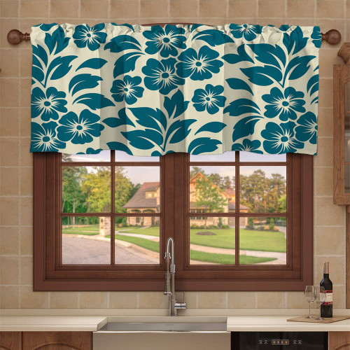Fanjanmey Valance Curtain, Floral Pattern,Kitchen Curtains Rod Pocket Window Treatment Valance for Bathroom Basement,52" x 18",Cream Teal Fanjanmey Valance Curtain, Floral Pattern,Kitchen Curtains Rod Pocket Window Treatment Valance for Bathroom Basement,52" x 18",Cream Teal