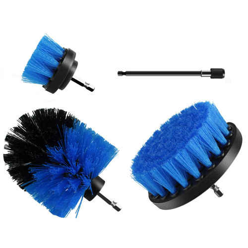 Scrub Brush for Drill, 4 Pack Drill Brush Set, Household Cleaning Brush Attachment, Shower Scrubber for Cleaning, mobzio Power Scrubber for Grout, Kitchen, Bathroom, Car, Tiles (Blue)