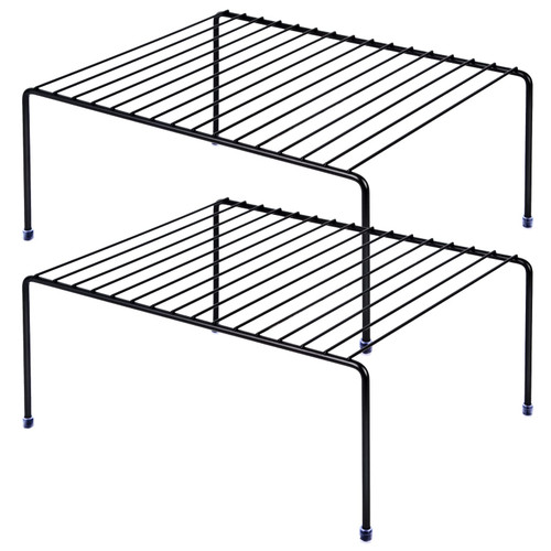Medium (13.1 x 10.2 Inch) Cabinet Storage Shelf Rack, Kitchen Shelves?Kitchen Counter and Cabinet Shelf, Storage Rack Organizer for Kitchen, Fridge, Cabinet, Bathroom Cupboard, Black (Black, 2)
