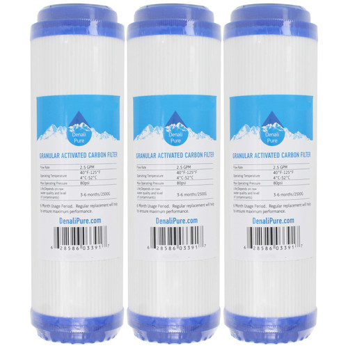3-Pack Replacement for Aqua Pure SST1HA Granular Activated Carbon Filter - Universal 10-inch Cartridge Compatible with Aqua Pure SST1HA Industrial Grade Water Filter - Denali Pure Brand