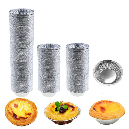 HLCM 200 Pcs Aluminum Foil Pie Trays, Mini Pie Pans, Disposable Baking Tart Molds, Aluminum Foil Pie Pan for Baking Tart Eggs, Quiche Pie, Caramel Pudding Pie (200 PCS)