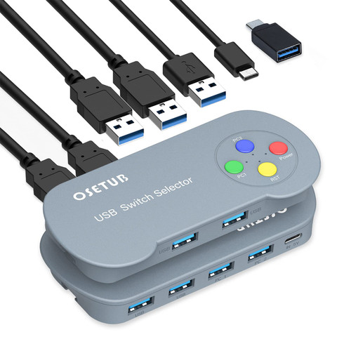 USB 3.0 Switch, USB 3.0 Switcher Selector 2 Computer Sharing 4 USB Devices KVM Switch Hub Adapter with Slideway for PC, Printer, Scanner, Mouse, Keyboard Easy Switch with 2 Pack USB Cable