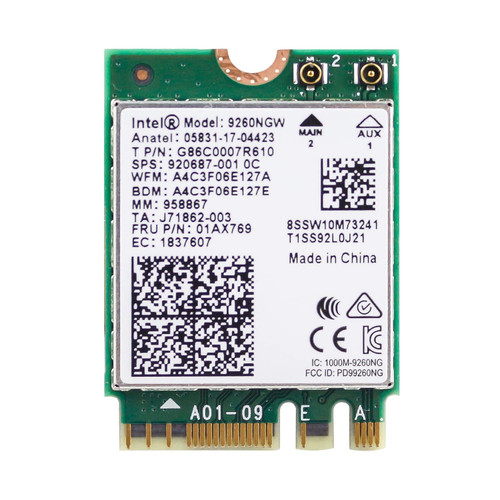 9260NGW WiFi Card,Dual Band 2.4/5GHz(160Mhz) Wireless Module Expand Bluetooth 5.0 Network Adapter M.2 NGFF 9260AC 802.11ac WiFi Module 1.73Gbps Gigabit Support Windows 10,Linux,Google Chrome OS
