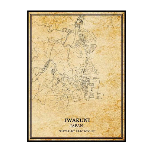 TANOKCRS Iwakuni Japan Vintage Map Poster Artwork Wall Art City Road Map Print Travel Souvenir Gift Home Decor Unframed TANOKCRS Iwakuni Japan Vintage Map Poster Artwork Wall Art City Road Map Print Travel Souvenir Gift Home Decor Unframed