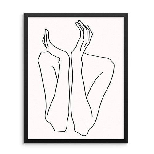 Modern Abstract Woman's Body Shape Silhouette Wall Decor Art Print Poster 11"x14" UNFRAMED Minimalist Artwork for Living Room Bedroom Bathroom Home Office - Woman with Flower (11"x14" FACELESS)