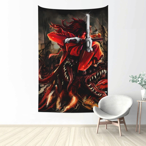 Flokoo Anime Hellsing Alucard Tapestry Wall Art Decor Hanging For Living Room Dorm Kitchen Bedroom Home 40x60 Inch