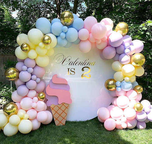 Blue Balloon Garland Arch Kit 141pcs Baby Blue and White Latex Balloons Pastel Balloon Garland Kit For Baby Shower Wedding Birthday Party Supplies or Arch Decorations (Rainbow)