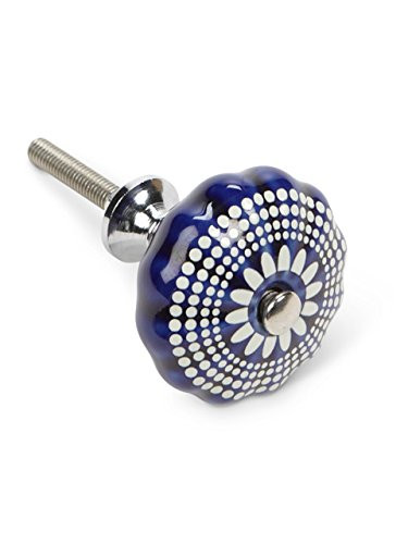 Abbott Collection Blue and White Graphic Drawer Knob