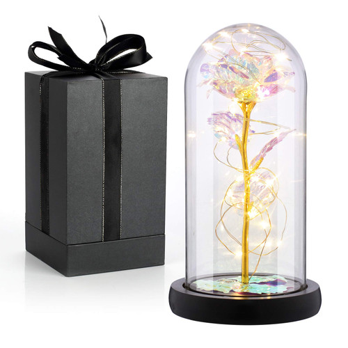 Glass Rose Flower Gift, Galaxy Forever Rose in Glass Dome, Enchanted Infinity Rose with Led Light, Unique Gifts for Mom Wife Her Women Birthday Anniversary Valentine's Day Christmas Mother's Day Glass Rose Flower Gift, Galaxy Forever Rose in Glass Dome, Enchanted Infinity Rose with Led Light, Unique Gifts for Mom Wife Her Women Birthday Anniversary Valentine's Day Christmas Mother's Day