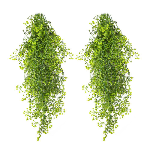 Musdoney 2Pcs Artificial Hanging Plants Fake Ivy Vine Fake Vine Plant for Wall Home Garden Wedding Party Indoor Outdoor Office Decor(Green)