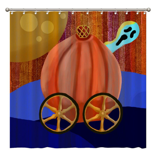 ArogGeld Pumpkin Truck with Ghost Shower Curtain Happy Halloweeen Shower Curtains Bathroom Curtains Custom Durable Polyester Fabric Holiday Shower Curtain for Bathroom 72x72 Inches Set with 12 Hooks
