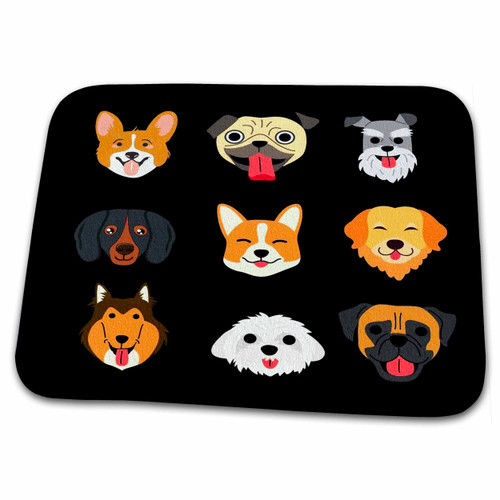 3dRose Random Printed Breed Dogs Collage - Dish Drying Mats (ddm-360525-1)