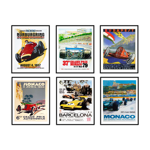 Zensh Formula Racing Poster Vintage F1 Car Racing Pictures Prints on Canvas 8x10 inches Unframed Wall Decoration