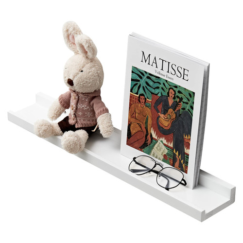 HOMWOO White Floating Shelves Oak Picture Ledge Shelf Wall Mounted Display Storage Shelf Wall Shelves for Bedroom, Living Room, Bathroom, Kitchen, Nursery, Office,24 Inches