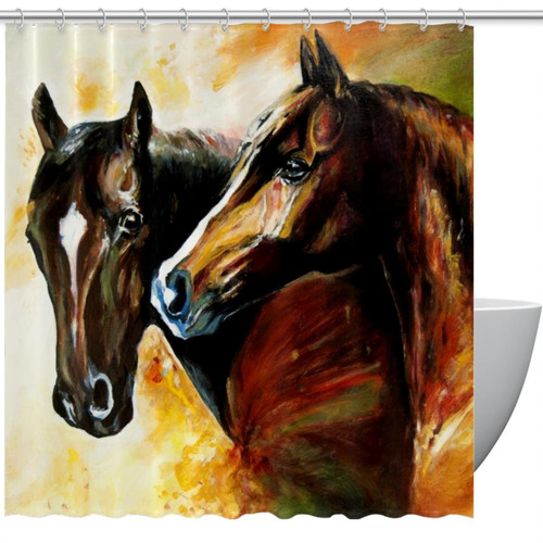 VAPOKF Shower Curtain for Bathroom Decor, Painting Horse Waterproof Polyester Fabric Bath Curtain Set with 12 Hooks - 66x72 Inches VAPOKF Shower Curtain for Bathroom Decor, Painting Horse Waterproof Polyester Fabric Bath Curtain Set with 12 Hooks - 66x72 Inches