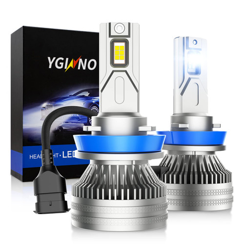 YGINNO H11 H8 H9 LED Headlight Bulbs, 2022 Upgraded 100W 20000 Lumens 600% brighter LED Headlights Conversion Kit, 1:1 Mini Size, 6500K Cool White, Pack of 2
