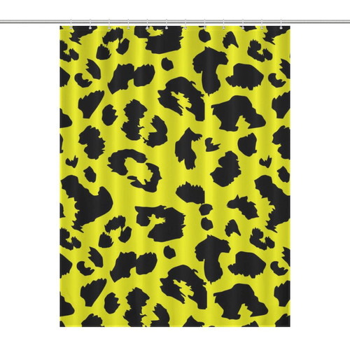 Yellow Leopard Shower Curtain Waterproof Polyester Bath Curtain for Home Bathroom Hotel Decor 55x72Inch?140x183cm?