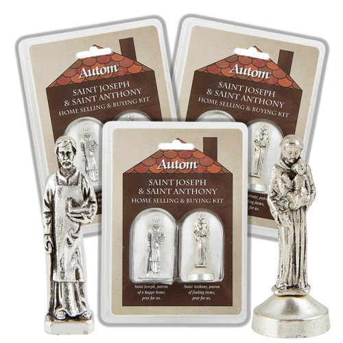 Needzo Saint Joseph and Saint Anthony Statue Home Seller and Buyer Kit with Prayer Card and Instructions (Pack of 3)