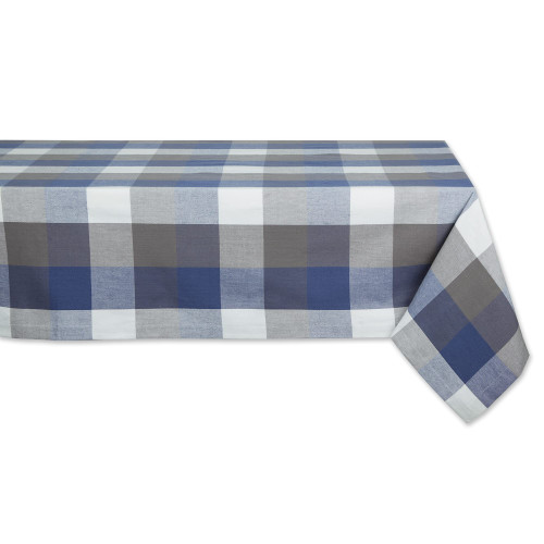 DII Tri-Color Check Collection 100% Cotton Tabletop, Tablecloth, 60x84, French Blue