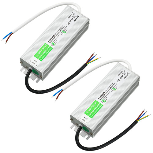 2 PCS LED Driver 12V 60W 5A IP67 Waterproof LED Power Supply 100V-260V AC to 12V DC Low Voltage Output LED Transformer for LED Light Outdoor Light Computer Project (Classic Style)