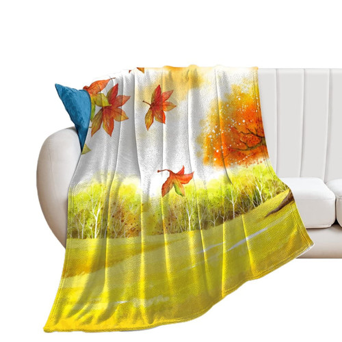 NAHAN Throw Blankets Leaves Autumn Fleece Blanket Breathable Flannel Blankets Warm Blanket for Bed Sofa Couch Chair Office