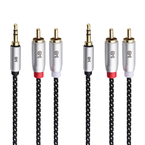Cable Matters 2-Pack RCA to 3.5mm Stereo Audio Cable 3 Feet (RCA to Aux Cable, 3.5mm to RCA Cable, Aux to RCA Cable) in Black