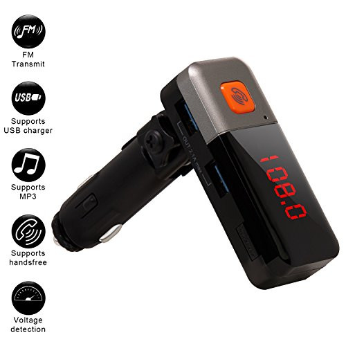 Bluetooth FM Transmitter for Car, Wireless Bluetooth Radio Transmitter Adapter with Hand-Free Calling, in-Car Radio Adapter Car Kit for iPhone, Samsung, LG, HTC, Nexus, Motorola, Sony Android Phone