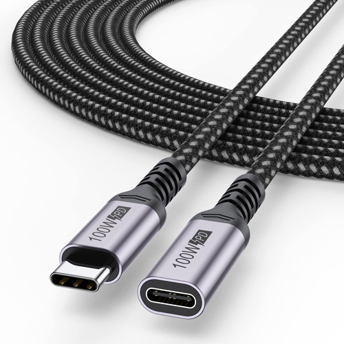 DteeDck USB C Extension Cable 10ft, USB Type C Extension Male to Female Braided Cord Extender USB3.1 Gen2 100W Fast Charging 10Gbps Transfer Compatibility with Laptop Tablet Mobile Phone and More