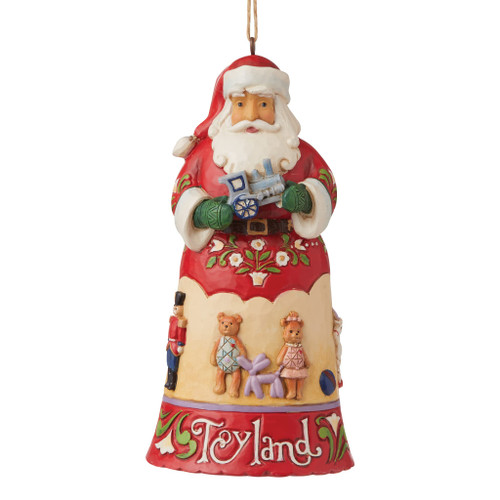 Enesco Jim Shore Heartwood Creek Toyland Santa Hanging Ornament, 4.625 Inch, Multicolor, Christmas