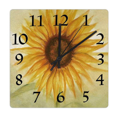 HaHciioo Vintage Sunflower Wall Clocks Battery Operated for Living Room Bedroom Office Wall Decor 12 inches Sunflower PVC Clock Silent Housewarming Gift
