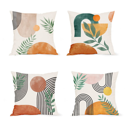 DZGlobal Mid Century Modern Throw Pillows Covers Abstract Boho Pillow Covers Geometric Minimalist Decorative Pillowcase 18x18 Set of 4 for Couch Home Sofa Bedroom